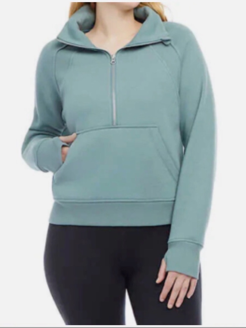 Danskin Mixed Rib Half-Zip Pullover Sweatshirt Oversized